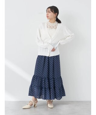 earth music&ecology ちょっとレトロなティアードスカート Dot Navy