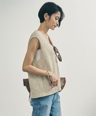 UNFILO テープヤーンニット ベスト グレージュ