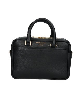 INTER-CHAUSSURES 【CHRISTIAN VILLA】ボックスシルエットレザーハンドバッグ ブラック