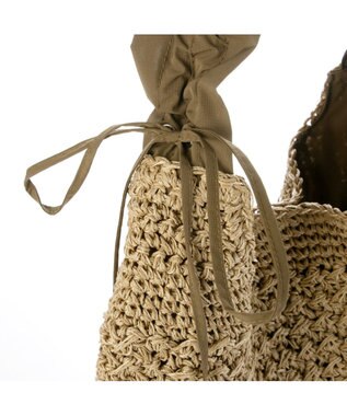UNBILLION カシュカシュ cachecache / ドロストフリルハンドル地柄編みトート カゴバッグ ブラウン
