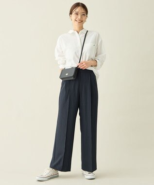 ANY 【6サイズ展開/ウエストゴム】イージーワイドパンツ ネイビーストライプ