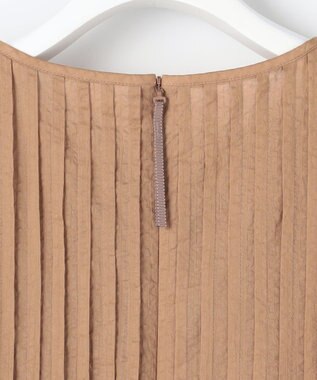 自由区 S 【涼やか】エアリーコットンリップピンタックフレンチスリーブ ブラウス ベージュ