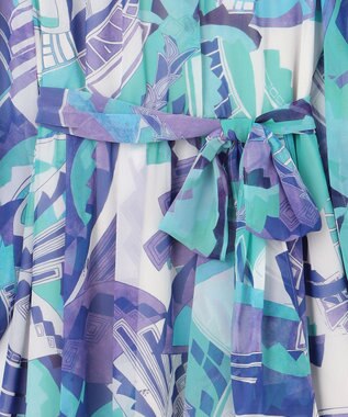 GRACE CONTINENTAL アールデコリゾートプリントワンピース ブルー