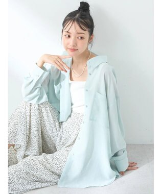 earth music&ecology ウ゛ィンテージボタンフロントポケットシャツ Light Green