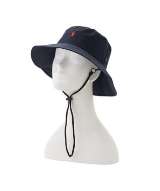 MOONBAT 【遮熱・遮光】POLO RALPH LAUREN（ポロ ラルフ ローレン）ポロポニー刺繍 リップストップ パラソルハット 帽子 あごひも付き ネイビーブルー
