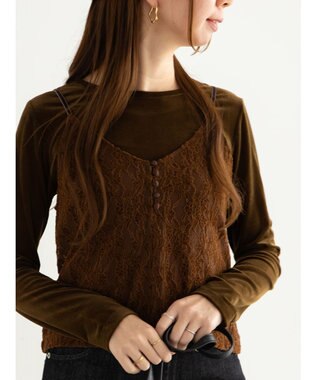 Te chichi 起毛レース前後2WAYキャミブラウス