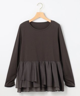 組曲 オーガンジーコンビ ロングTシャツ グレー系