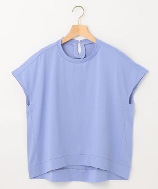 組曲 【汗ジミ防止・撥水】GIZAプレーティング天竺フレンチスリーブ カットソー スカイブルー系