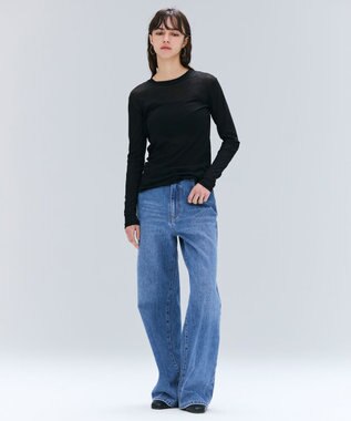 BEIGE， 【洗える】NAVIGLIO / フルレングスデニムバギーパンツ L.Indigo