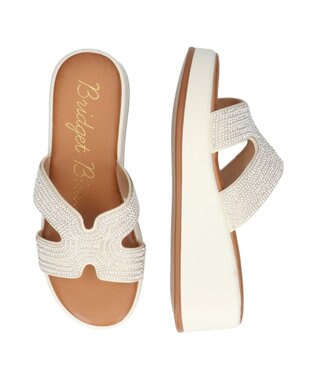 Bridget Birkin 【Bridget Birkin】サイドカットビジューウェッジミュールサンダル アイボリー