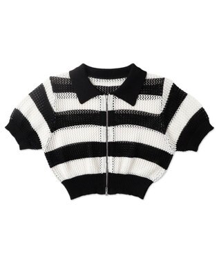 WEGO WZIPニットカーデ ホワイトボーダー