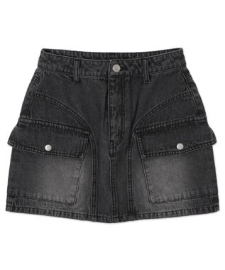 WEGO ヴィンテージウォッシュカーゴミニスカート ブラック