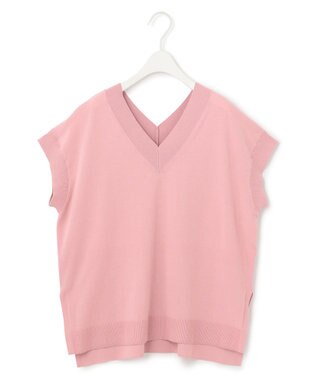 ICB 【洗える】 ガスコットンハイゲージ Vネックニット アッシュピンク系