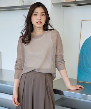 ANY 【アンチピリング】メッシュニットプルオーバー サンドベージュ