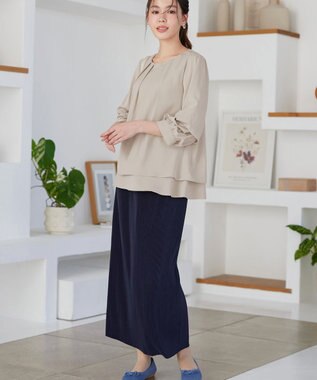 Tiaclasse L 【おのののかさん着用】クリスタルプリーツスカート ネイビー