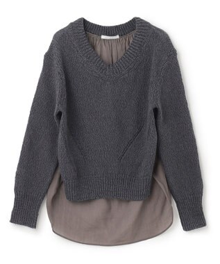 BEIGE， BAMBOO / Vネックニット Slate