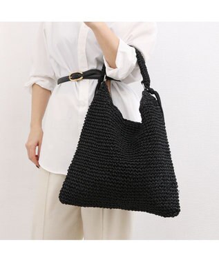 UNBILLION カシュカシュ cachecache / パラコードハンドルクロッシェトート カゴバッグ ブラック