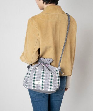 TRICOTE チェック巾着ポーチショルダー 95GRAY