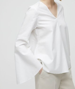 BEIGE， PERSIMMON / フレアーブラウス White