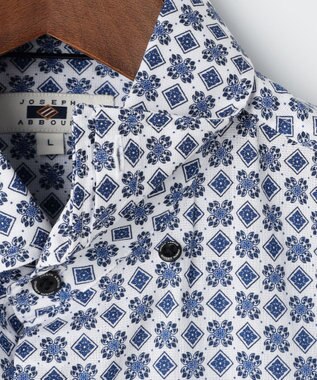 JOSEPH ABBOUD 【キングサイズ・綿100％・JAPANファブリック】パナマボイルプリント 半袖シャツ ネイビー系5