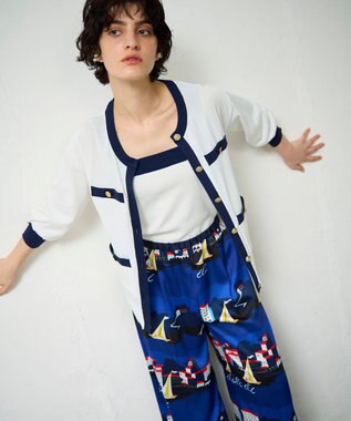 GRACE CONTINENTAL 配色ニットカーディガン ホワイト