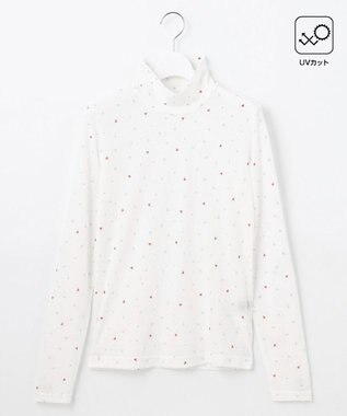 23区GOLF 【WOMEN】肌に優しいコットン100%【ストレッチ/UVケア】マイルドドライ総柄インナー ホワイト系