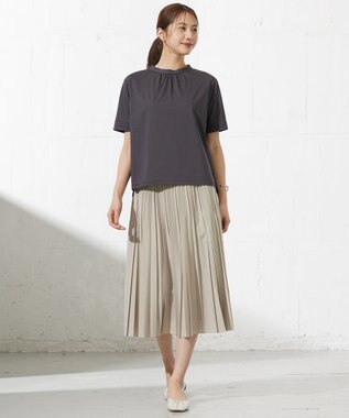 J.PRESS LADIES L 【接触冷感】プレーティングジャージー モックネック カットソー スレート系