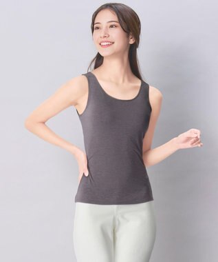 Wing カップ付きインナー あったか素材 ラク きれいなバストシルエット 【シンクロブラトップ】 ノースリーブ タンクトップ 秋 冬 ET1165 ウイング／ワコール ダークブラウン