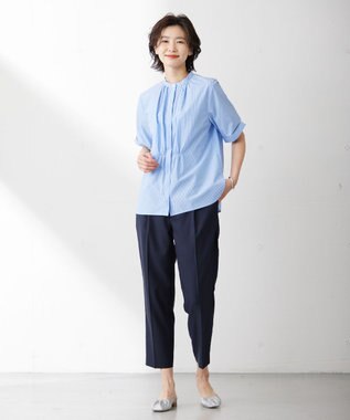 J.PRESS LADIES L 【WEB限定・洗える】FLAXASAオックス テーパード パンツ ネイビー系