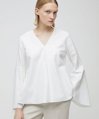 BEIGE， PERSIMMON / フレアーブラウス White