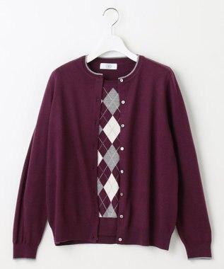 J.PRESS LADIES 【WEB限定カラーあり・洗える】アーガイルツイン ニット ワイン系