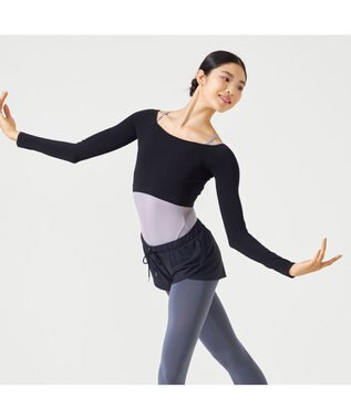 Chacott ショートトップ（長袖） ブラック