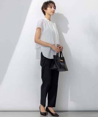 23区 【セットアップ対応/洗える】ストレッチシャンブレー テーパード パンツ ネイビー系