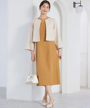 ANY SIS フリルスリーブペンシル ドレス マスタード