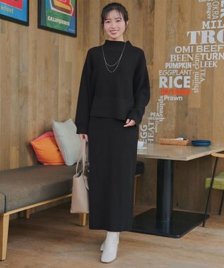 Tiaclasse 【2点セット】ニットトップス＋スカートセットアップ ブラック