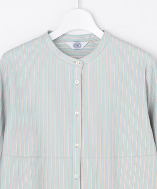 J.PRESS LADIES ストライプジャージー フリル カットソー ミントベース系