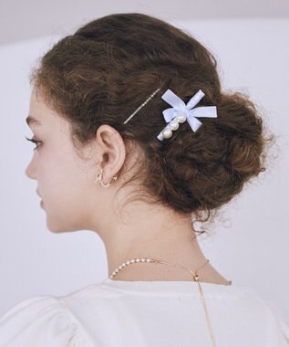 Maison de FLEUR パールサテンリボン２セットピン