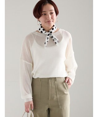 Te chichi 【WEB限定カラーあり】ペーパータッチヤーン2wayメッシュニット