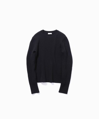 ATON NATURAL DYED WOOL | クルーネックリブセーター BLACK