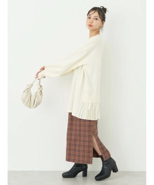 earth music&ecology チェックナロースカート Check Brown