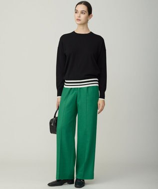 ICB ハイゲージソフトウール ニットプルオーバー ブラック×オフホワイト系