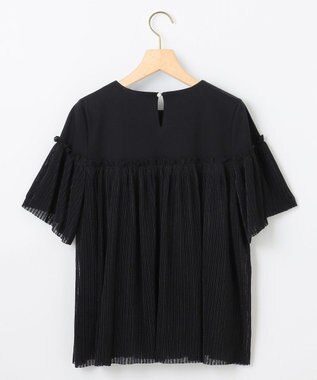 組曲 S プリーツコンビ5分袖 カットソー ブラック系