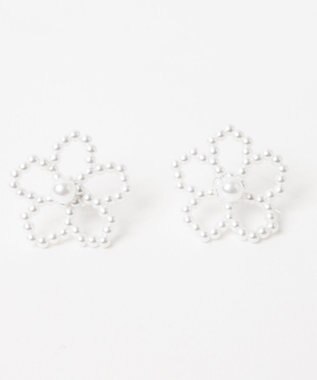 WEGO Lフラワービーズピアス オフホワイト