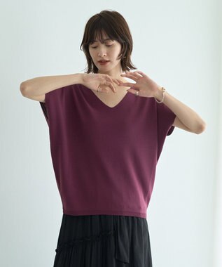 YECCA VECCA Vネックドルマンニット Purple