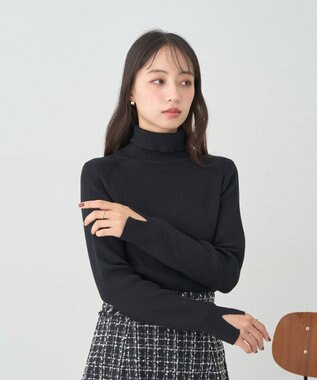 earth music&ecology 【イージーケア】【洗濯機洗い可】レンチング(TM)エコヴェロ(TM)(リブタートル) Black