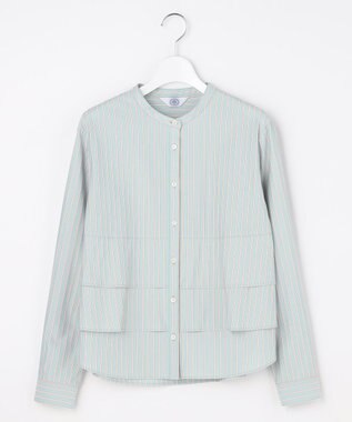 J.PRESS LADIES ストライプジャージー フリル カットソー ミントベース系