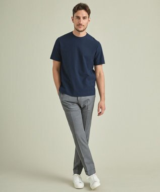 GOTAIRIKU 仕事で着られるTシャツ【サラサラ/よれにくい/透けにくい】キレイめ 鹿の子 ビズTシャツ ライトネイビー