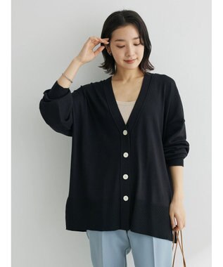 Green Parks 洗える　ミドル丈カーディガン Black