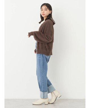earth music&ecology ミニシャギーパールボタンカーディガン Brown