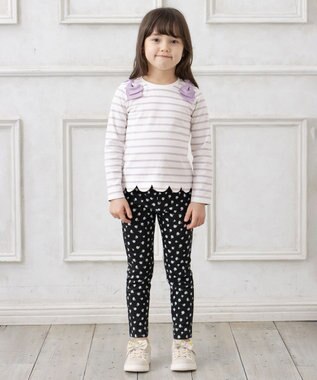 ANY KIDS 総柄 カット パンツ ブラック×花柄